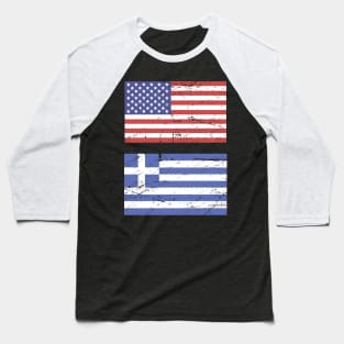 United States Flag & Greece Flag Baseball T-Shirt